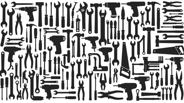 Silhouette design of hand tools and power tools for construction and repair projects