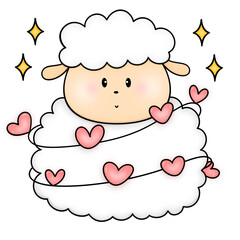 Cute Valentine Sheep with Heart Lights © สุทธิพงษ์ กระบวนโชคช