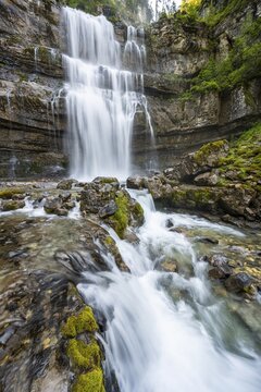 Cascata di Mezzo waterfall, long exposure, Vallesinella, Brenta, Trentino, Italy