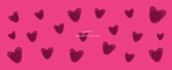 Valentine's day pink background, greeting card,poster with flying hearts.