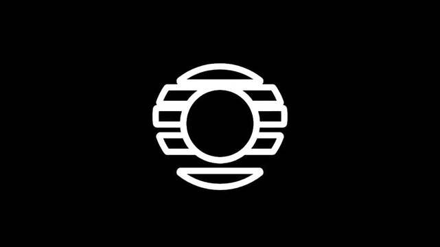Abstract geometric circular shape with horizontal lines and rounded edges on black background
