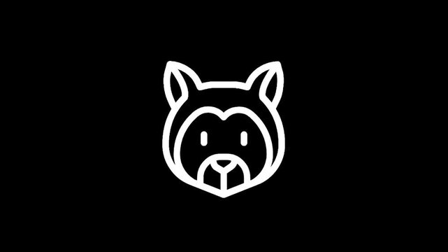 Minimalist white outline of a wolf's head on a black background