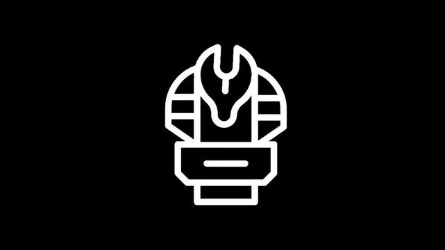 Abstract white cobra head with wrench symbol on black background