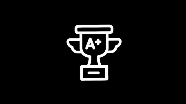 Simple white trophy icon on a black background, representing achievement and victory