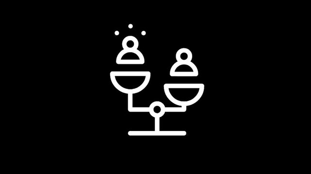 Balance scale with two human figures representing equality and fairness in society