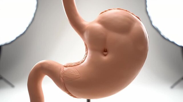 Anatomical Stomach Model Displayed With Studio Lighting On White Background For Medical Education