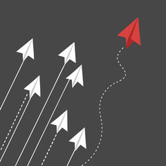 Business Innovation Red Paper Plane Leadership Concept Vector