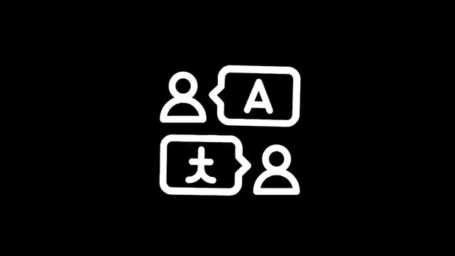 Icon representing communication and translation between two people speaking different languages