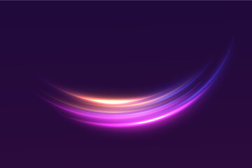 Abstract Neon Light Wave Arc on Dark Background