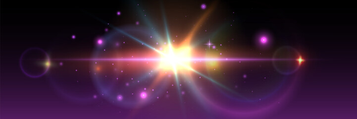 Bright Lens Flare Light Burst on Dark Background