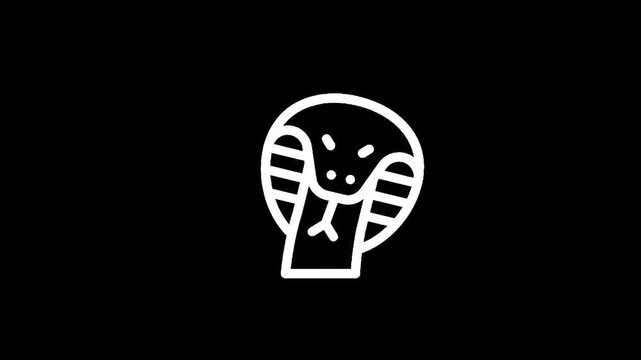 Stylized white cobra snake icon on a black background, minimalist design