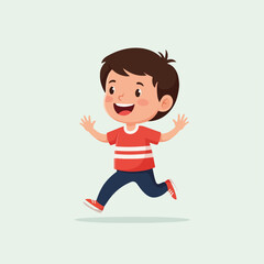Obraz premium happy child running with arms outstretched in casual clothes