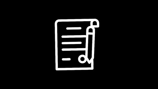 Document with seal and pencil icon representing legal agreement or contract signing