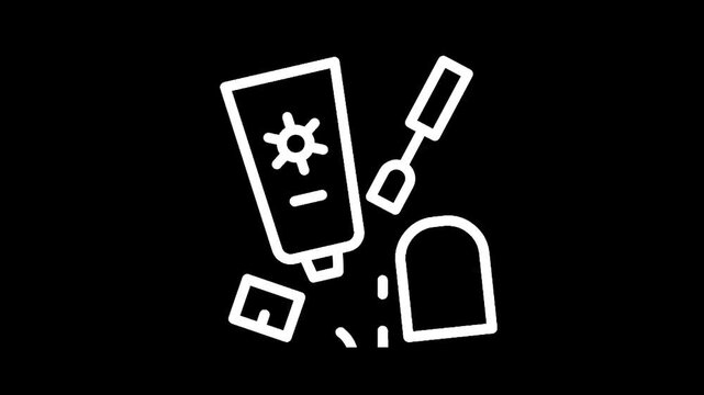 Sunscreen tube and nail polish bottle icon for beauty and skincare routine