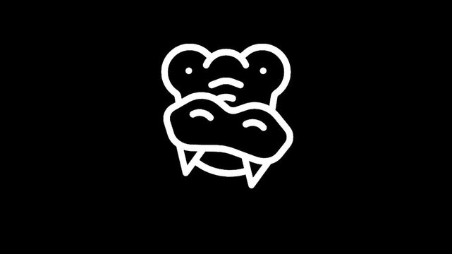 Stylized white line art of an alligator head on a black background