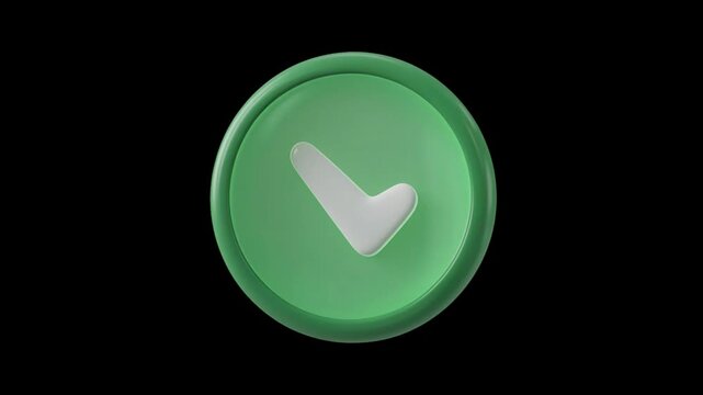 Check mark icon on round green button, symbolizing approval