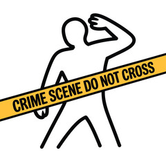 Silhouette of a person overlaid with crime scene do not cross tape