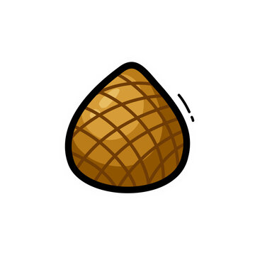 A cartoon illustration of a brown salak fruit with a distinct scaly diamond pattern and a black outline.