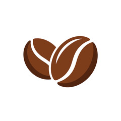 Two coffee beans a simple illustration with brown tones and white highlights