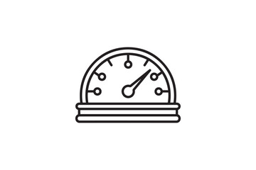 Fototapeta premium Outline speedometer gauge icon symbol isolated on white background showing speed measurement