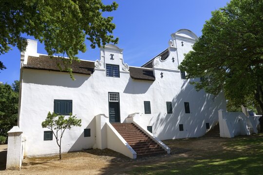 Groot Constantia Wine Estate historic building in Dutch architectural style, Cape Town, South Africa