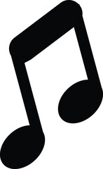Black eighth note symbol on white background music