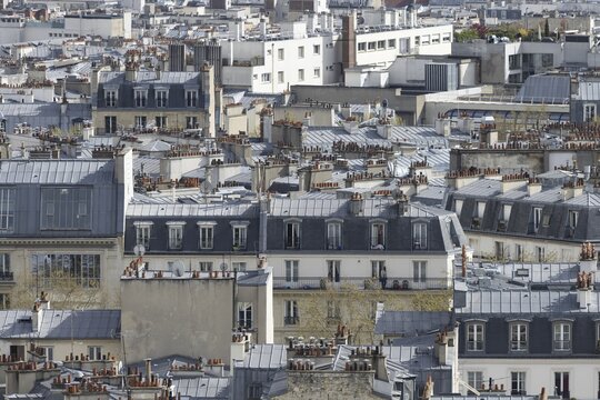 View of the rooftops of Paris from Montmartre, &Icirc;le-de-France, France