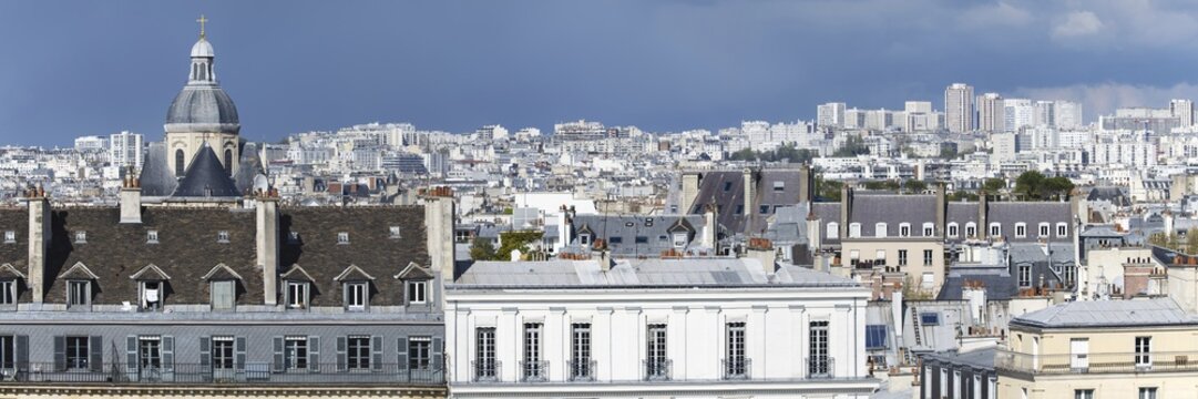 View of the rooftops of Paris, &Icirc;le-de-France, France, from the Institut du Monde Arabe, Arab World Institute