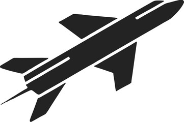 Modern Commercial Airplane Vector Icon in Dark Gray Silhouette