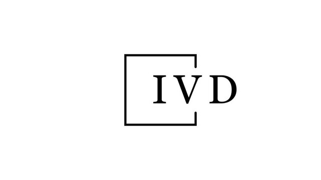 Monogram IVD inside a square frame on a white background letters alphabet