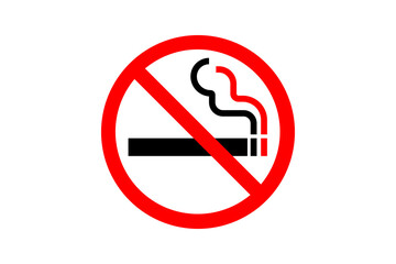 Red prohibited sign with cigarette icon for no smoking zone and fire safety warning symbol, health hazard isolated on transparent background for public area signage and design. © R.TREANDS