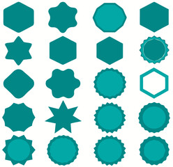 Teal Geometric Badge Collection Vector Illustration Set