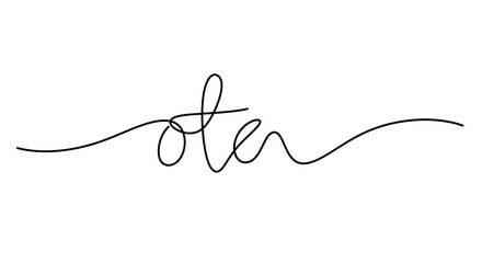 Elegant and continuous single-line script 'otela' design, perfect for branding, logos, or delicate decorative elements, presented on a clean white background