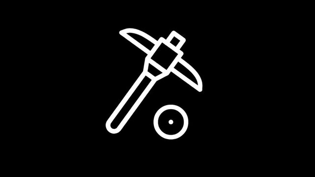Icon of a pickaxe and a coin, representing mining and cryptocurrency