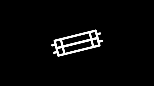 Simple white icon of a harmonica on a black background, minimalist design