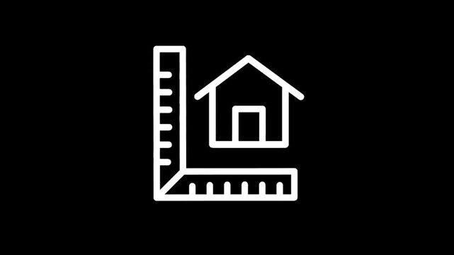 Architectural blueprint with a ruler and a house icon, symbolizing construction and design