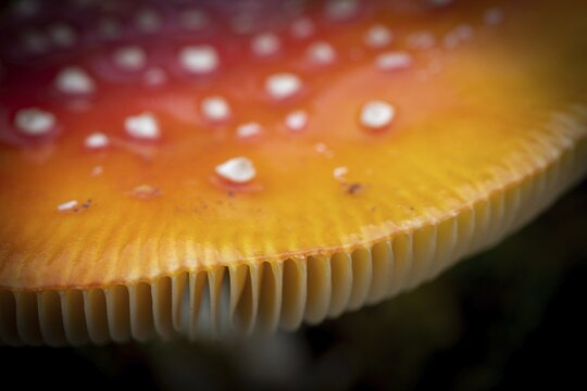Lamellae, fly agaric, Hohenlohe, Baden-W&uuml;rttemberg, Germany