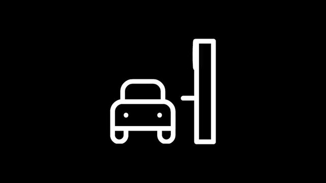 Simple line icon of a car at a parking meter on a black background