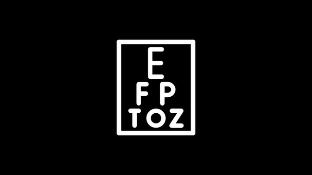 Minimalist eye chart with letters E, F, P, T, O, Z on black background