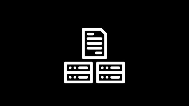 Abstract icon representing data storage and document management on a black background