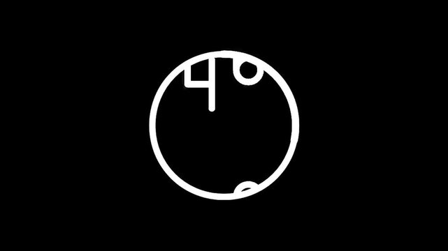 Minimalist white clock face with abstract hour and minute hands on black background