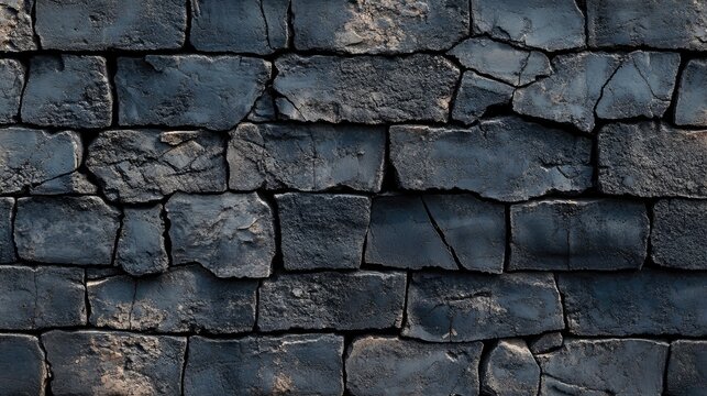 Close-up view of a dark grey stone wall with rough texture and visible grout lines.