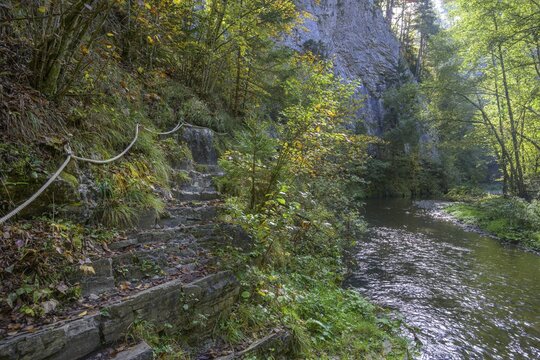 Insured path in the Raabklamm, Arzberg, Mortantsch, Styria, Austria