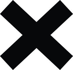 Black Cross Symbol on White Background mark sign
