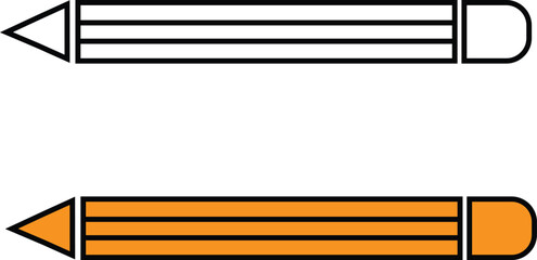 Two pencils one outline and one orange writing drawing