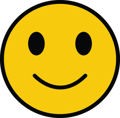 Yellow smiley face icon with black features emoji symbol