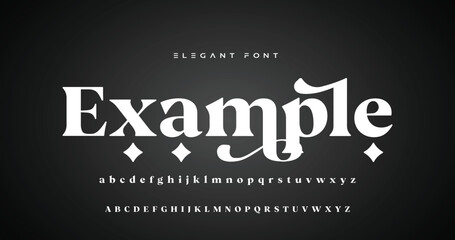 Obraz premium Elegant alphabet beauty logo font. Classic Modern luxury Serif Minimal Fashion. Typography decoration logotype fonts, wedding, logos. vector illustration