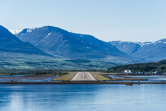 View of Akureyri Airport Runway, Iceland