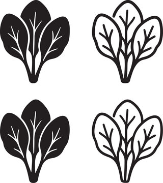 Isolated spinach icon, spinach leaves silhouette, spinach leafy vegetable, fresh organic spinach produce, healthy spinach diet ingredient, kitchen vegetable vector design