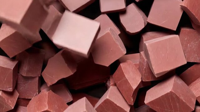 Small brown cubes are shown being sorted and arranged for different craft projects highlighting their shape and uniformity